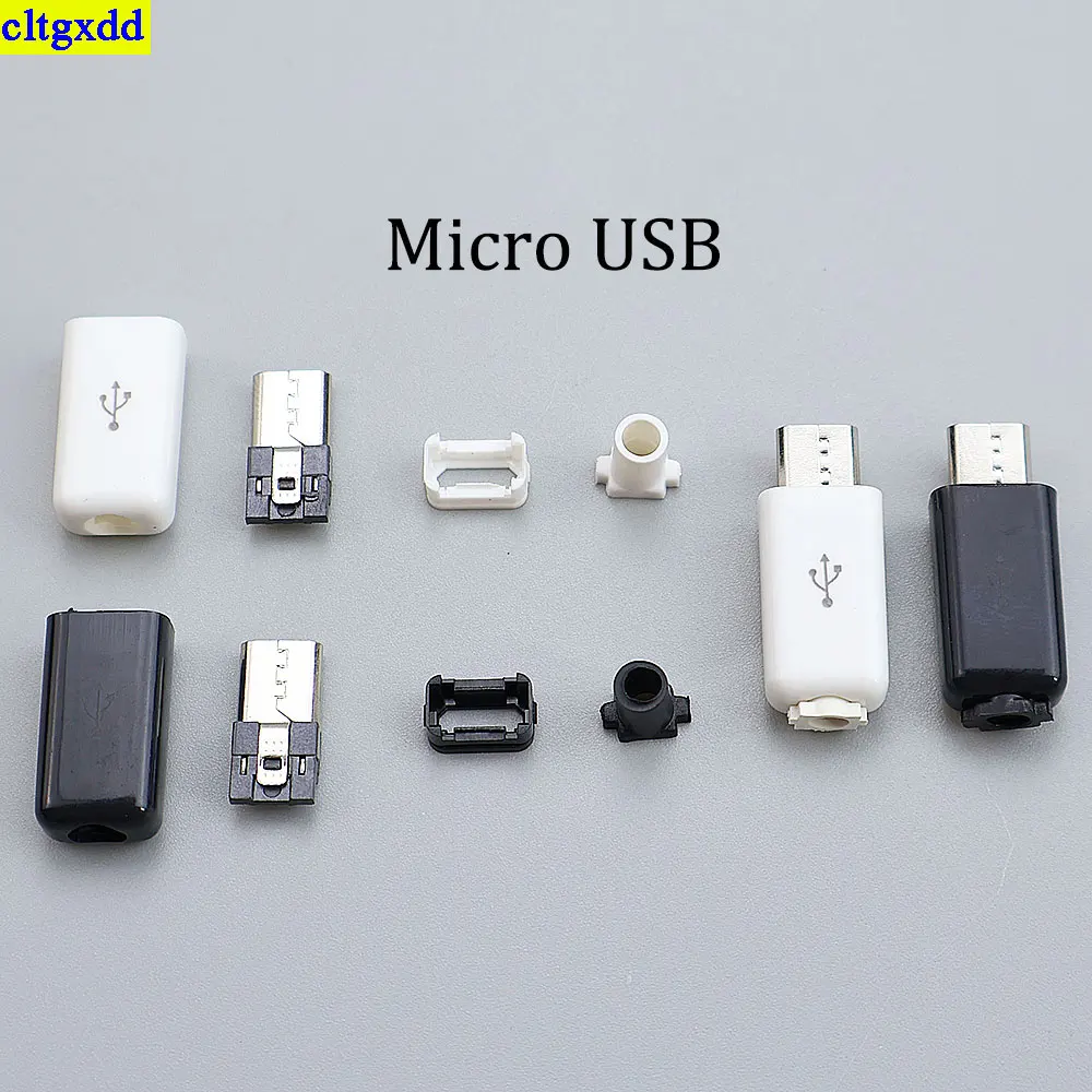 

cltgxdd 5 set Micro USB 4-pin male connector plug welding data OTG line interface DIY data cable accessories four piece set