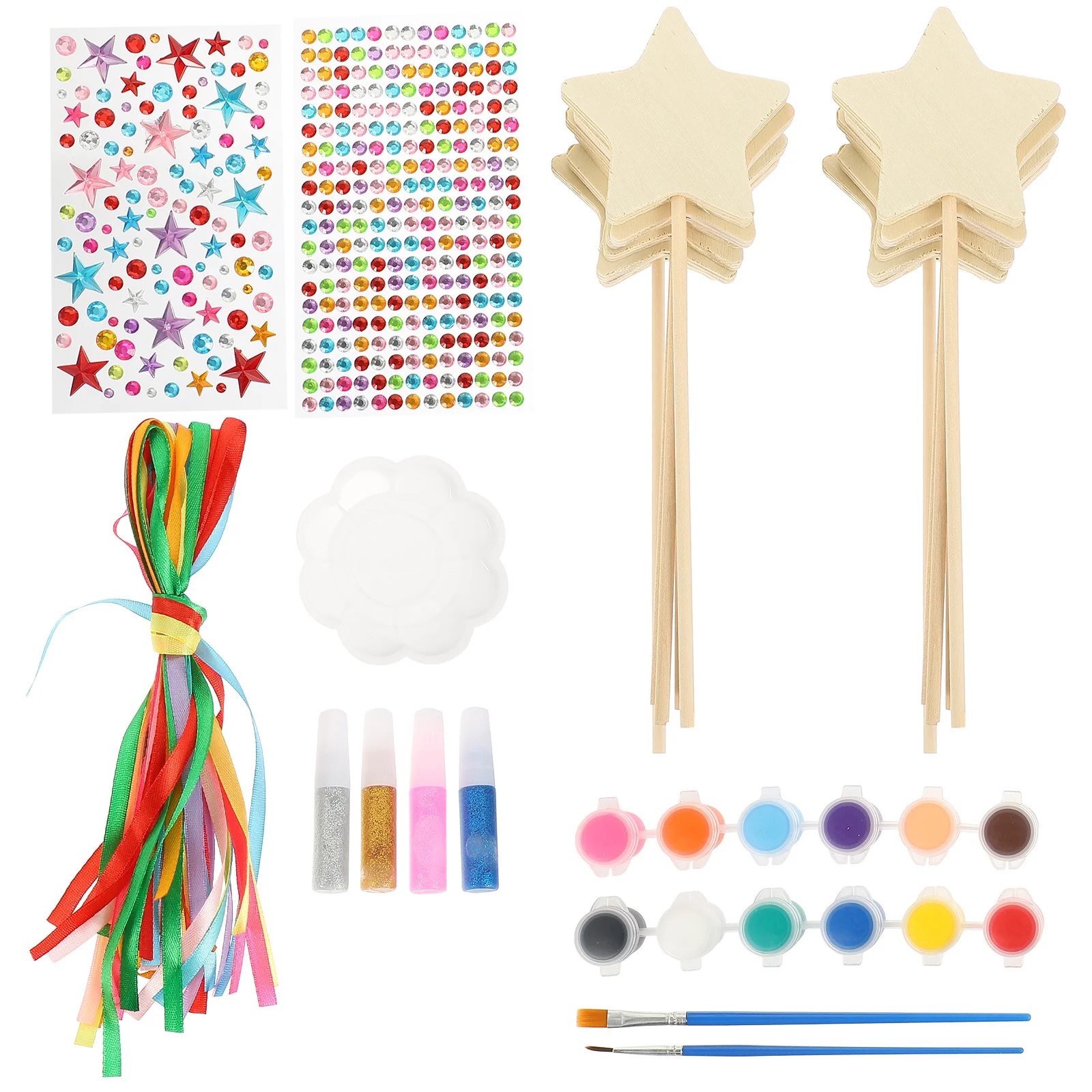 

Kids DIY Star Wand Painting Kit Unfinished Princess Craft Supplies Educational Handcraft Tools for Children Princess Kit
