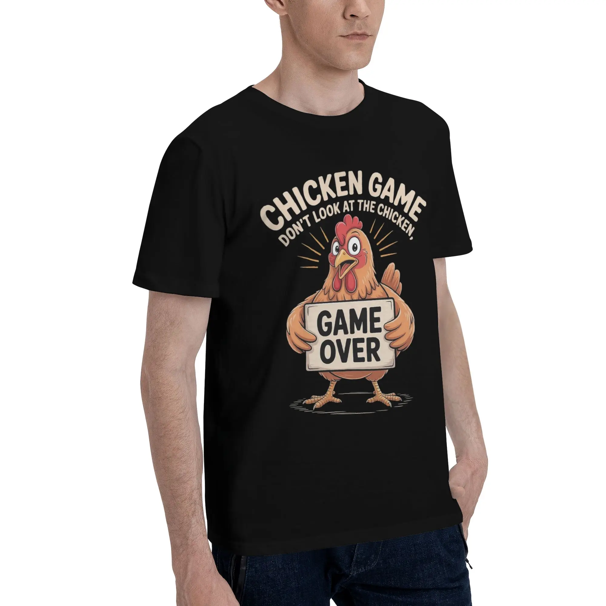 Chicken Game Dont Look At The Chicken Printed T Shirts for Men Women  Cotton  Tee Shirt Clothing