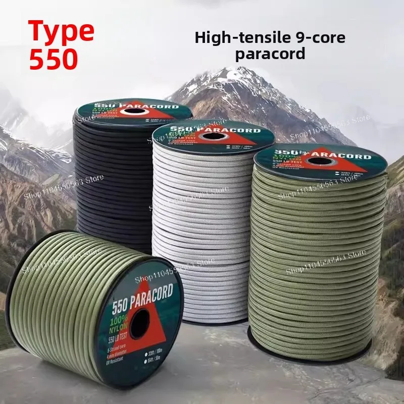 

Наружный 9-ядерный паракорд 4 мм, несущая нагрузка 550bl для палатки и брезента, плетеная веревка для выживания