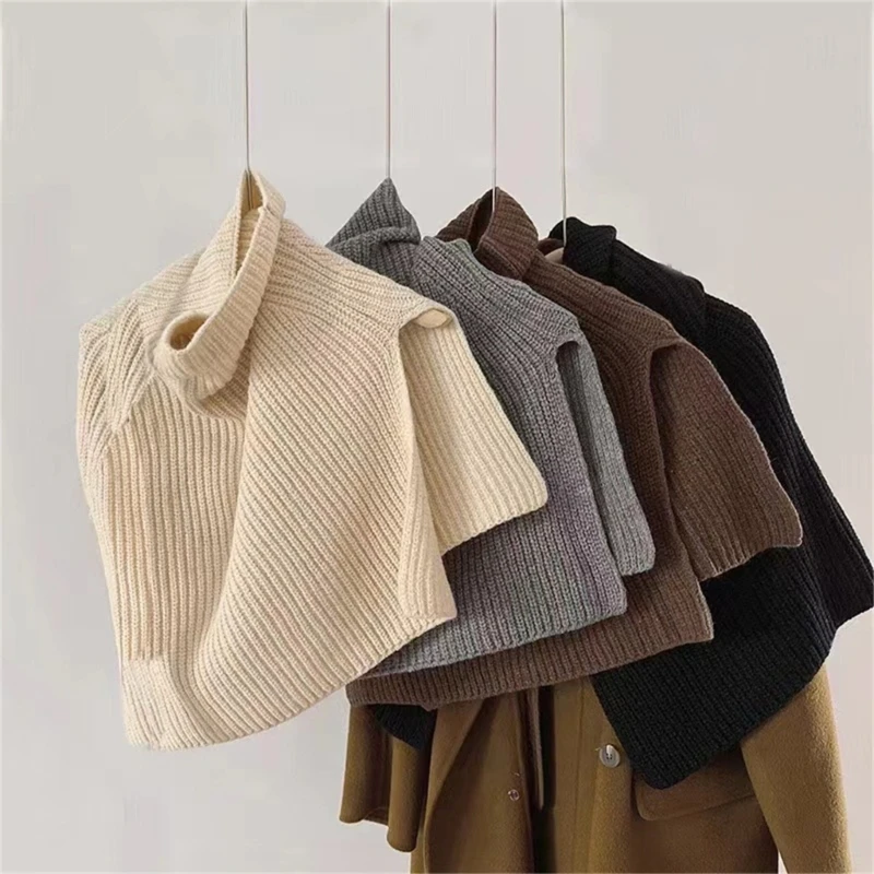 Warm Knitted Scarf Women Turtleneck Knitted False Fake Collar Detachable Neck Scarf Thicken Windproof Fake Collars