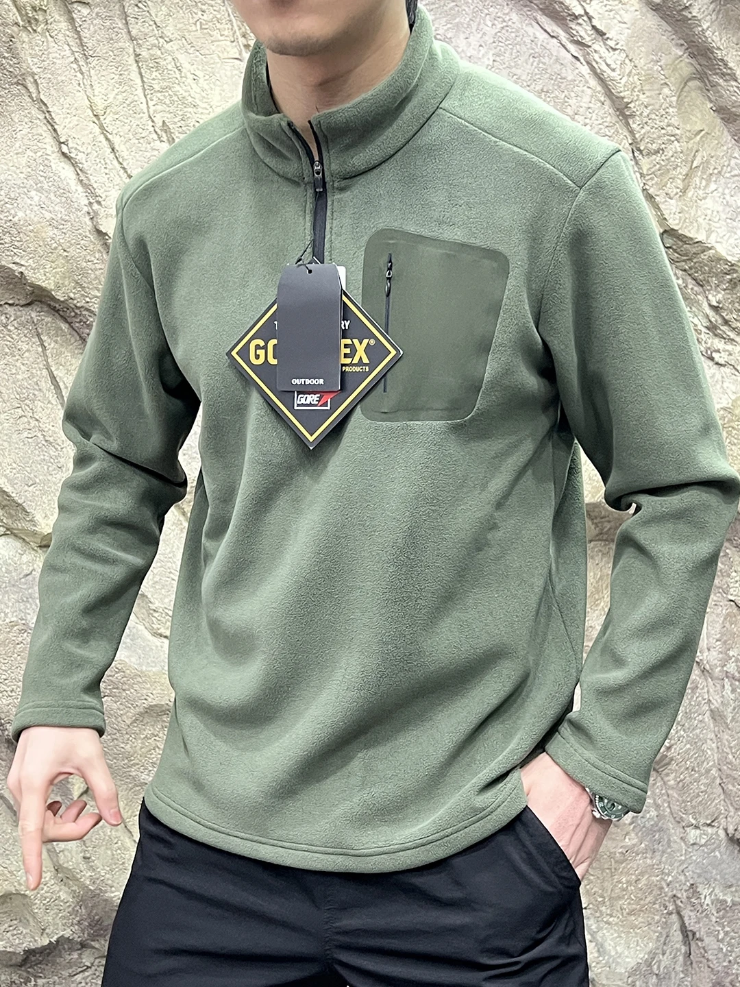 في الهواء الطلق Fce البلوز هوديي f البريدي طويل Sve الشباب البوليستر دنة مزيج تنفس مريحة الخريف الشتاء الرجال... #2