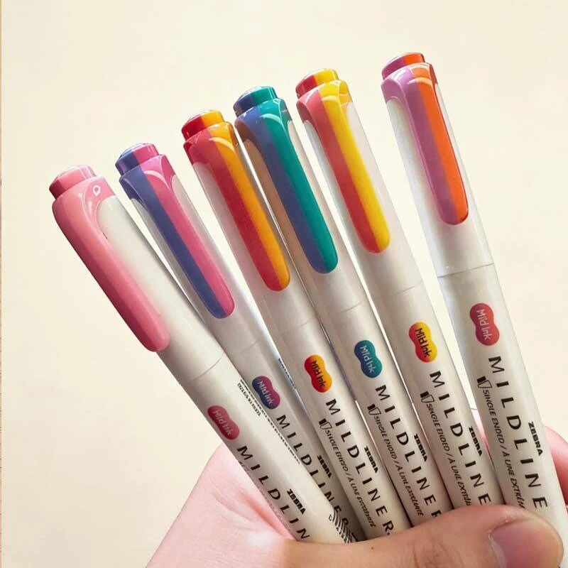 Nowy Zebra Mildliner Mix WKS23 Zakreślacz 4mm z ściętą końcówką, miękkie pastelowe kolory, dwukolorowy marker z podwójnym wkładem, limitowana edycja japońskich artykułów papierniczych. — zdjęcie produktu 5