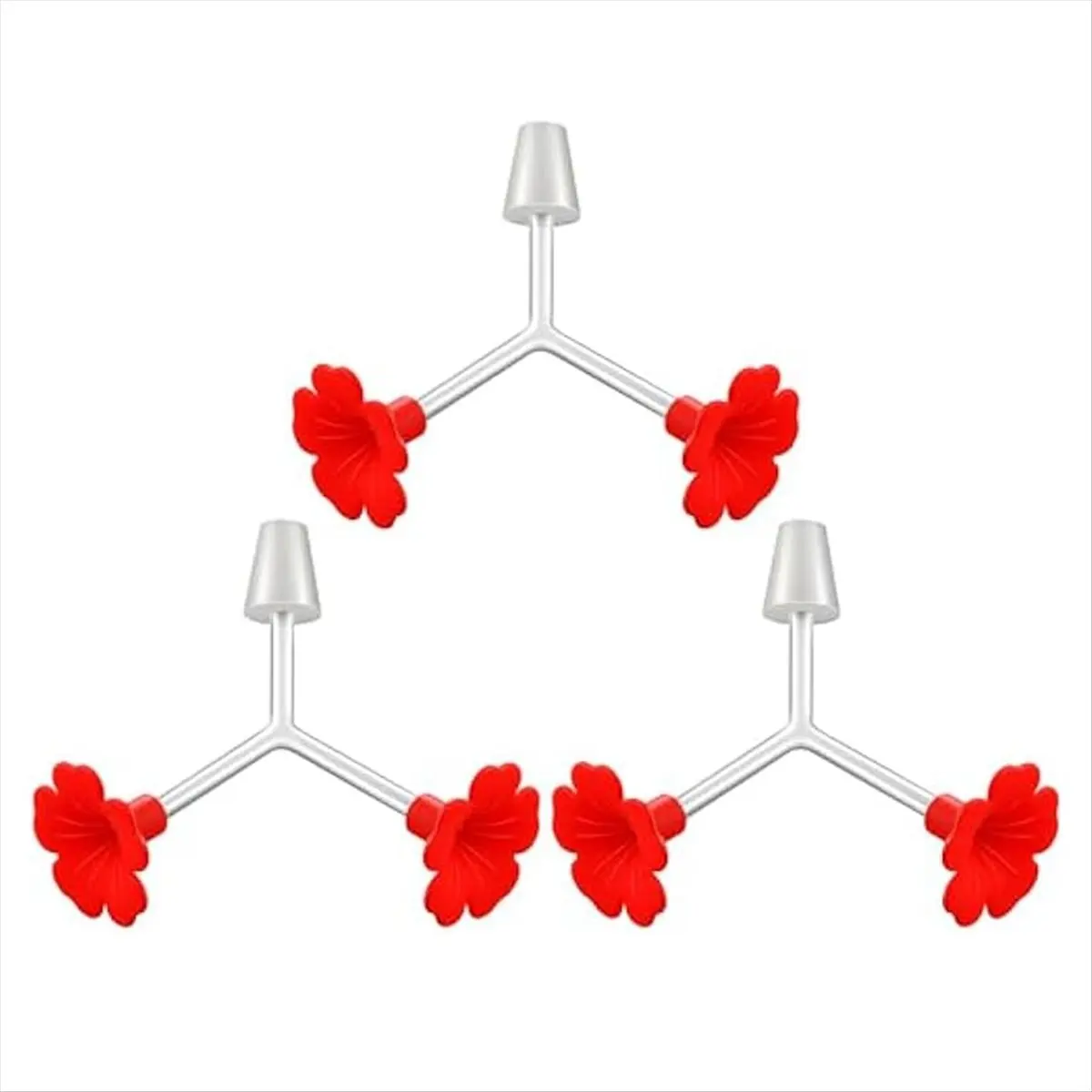 COFA 3Packs Floral Hummingbird Feeder Tubes and Stoppers,Double Head Hummingbird Feeding Ports,Water Feeding Replacement