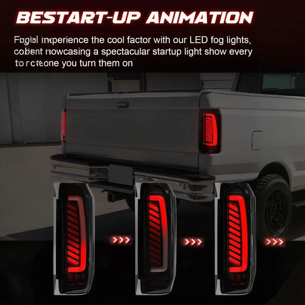 LED Tail Lights For Ford F150 F250 Bronco 1987-1996 Start Up Animation Taillight Assembly for 1987-1997 F350 Dynamic Turn Signal Lights Brake Reverse Light