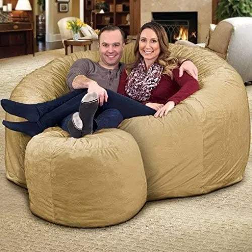 6ft Bean Bag Chair & Footstool, Oversize Bean Bag Chair for Adults, Comfy Chair Bean Bag Couch Lounge Sofa Lovesea