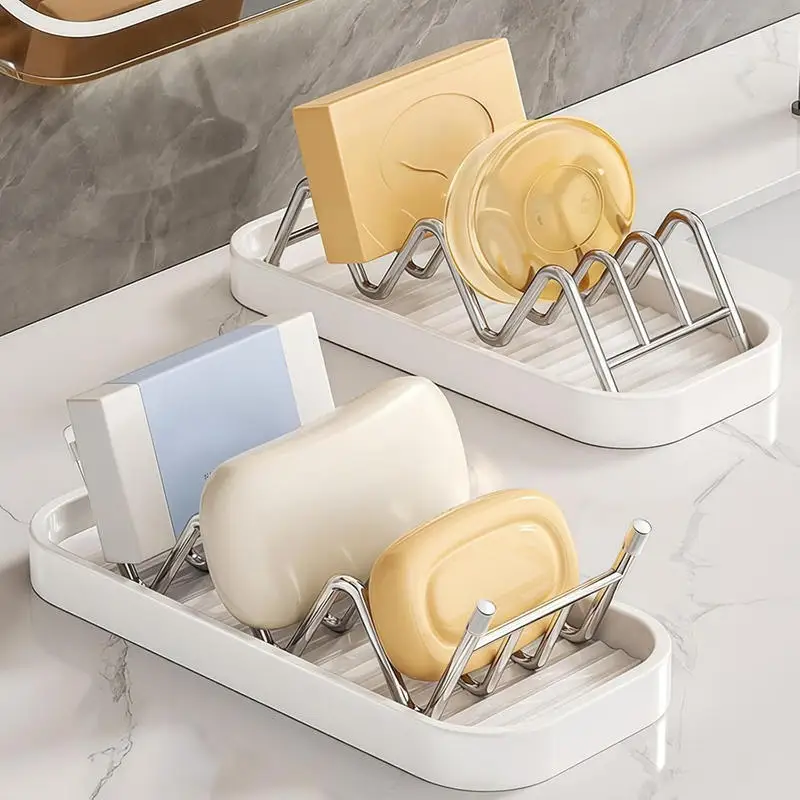 Multifunctional Draining Soap Sponge Rack Durable Non Slip Bathroom Kitchen Counter Storage Holder Easy Clean Organizer