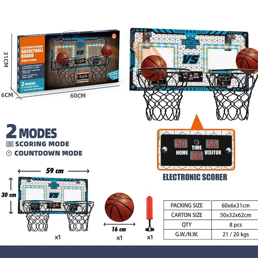 Brinquedo esportivo infantil de pontuação dupla dobrável, placa de basquete pet com luzes, jogo de brinquedo ao ar livre 2025