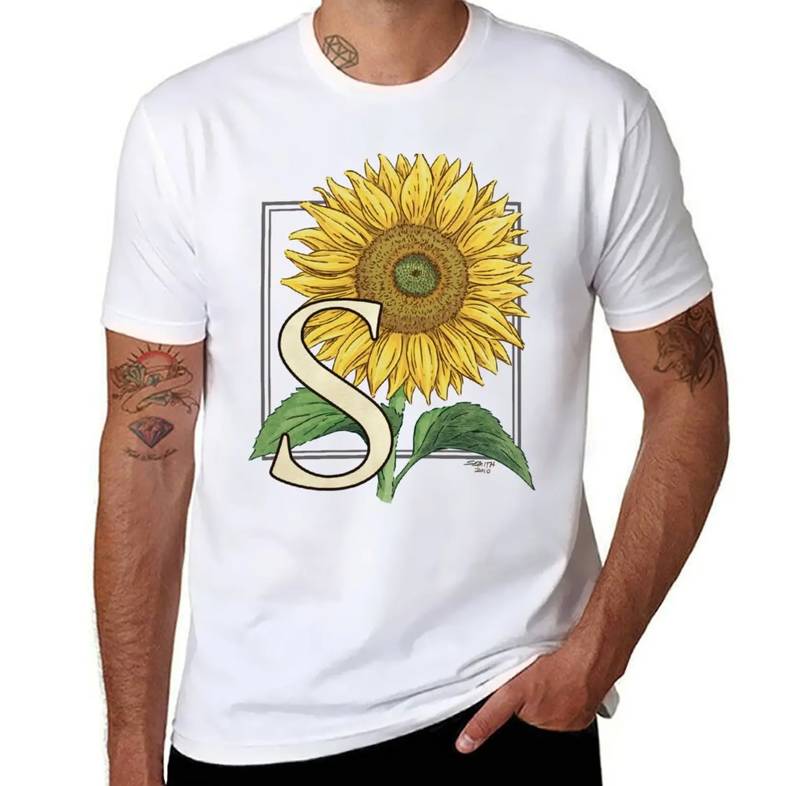 

S is for Sunflower - floating T-Shirt man t shirt luxury t shirt man plain T-Shirt