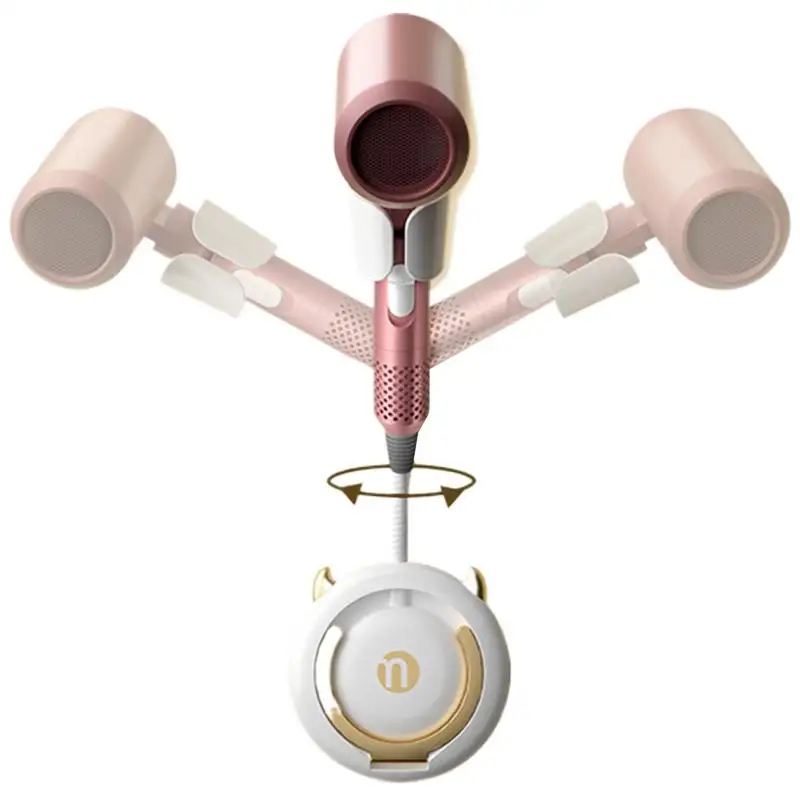 

Настенный держатель для фена, органайзер для фена, настенное крепление, органайзер для хранения, вращающаяся на 360° подставка, органайзер для инструментов с крючком для кабеля