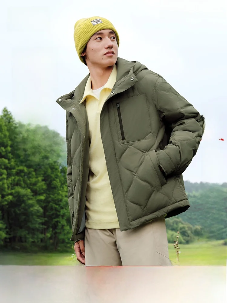 

Snow Flng 2026 Spring New Men's ort Hooded down Jaet Outdoor Comfortable Warm Simple Nylon Fabric Faion Urban Sle