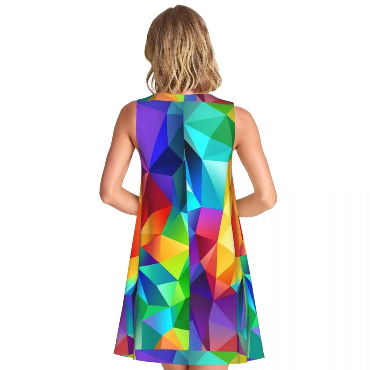 Contrast Color Dress Colorful Geometry Elegant Dresses Womens Street Style Casual Dress Summer Print Oversized Vestidos