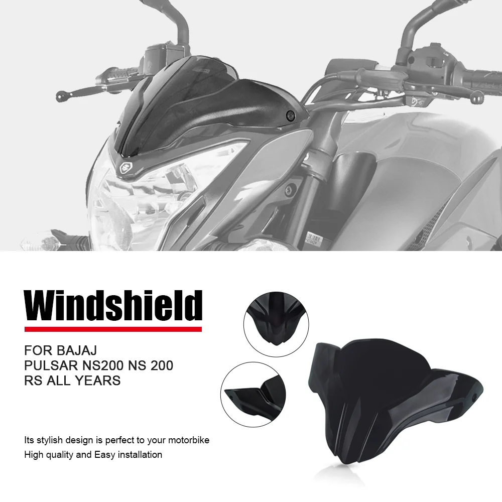 

For BAJAJ Pulsar NS200 NS 200 RS 200 AS All Years Motorcycles Accessories ABS Plastic Windshield Windscreen Air Wind Deflector