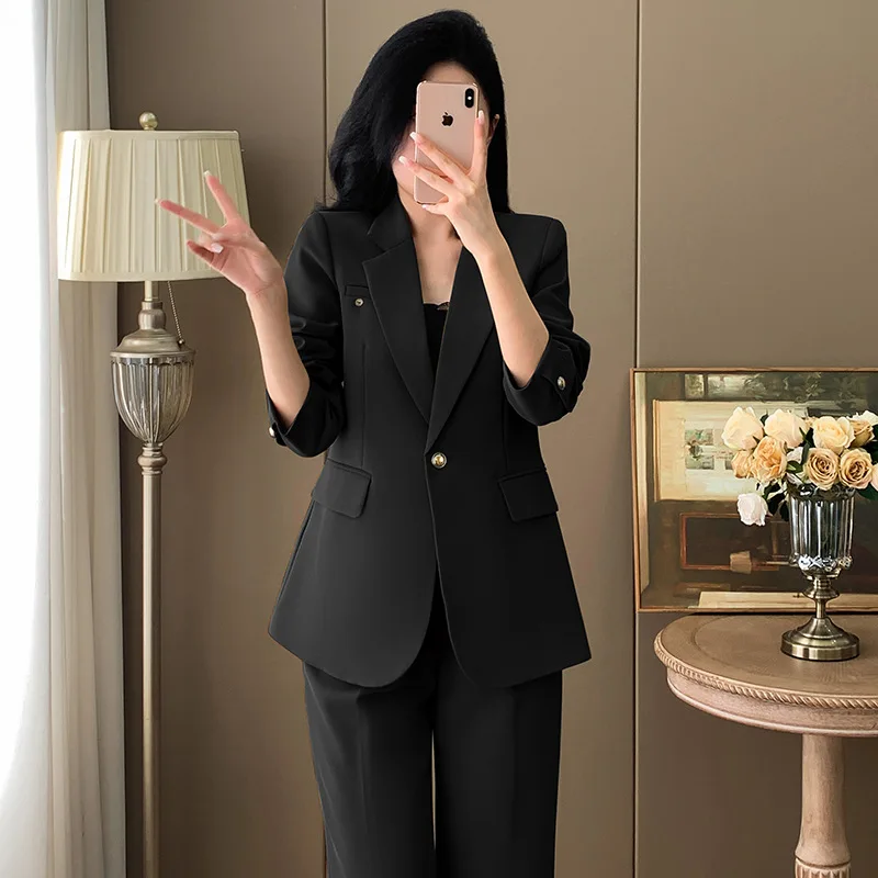 High-End Off-White Professional Suit Set for Women, Autumn New Style, Mature Lady Formal Casual Fashion Suit Workwear