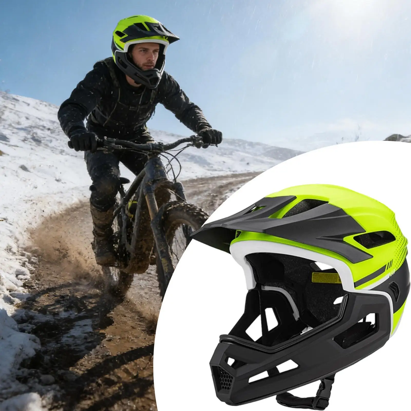 

Full Face Bike Helmet Biking Head Cover Shock Absorption Cycling Helmet For Bicycle Motocross Motorcycle Scooter Mountain Racing