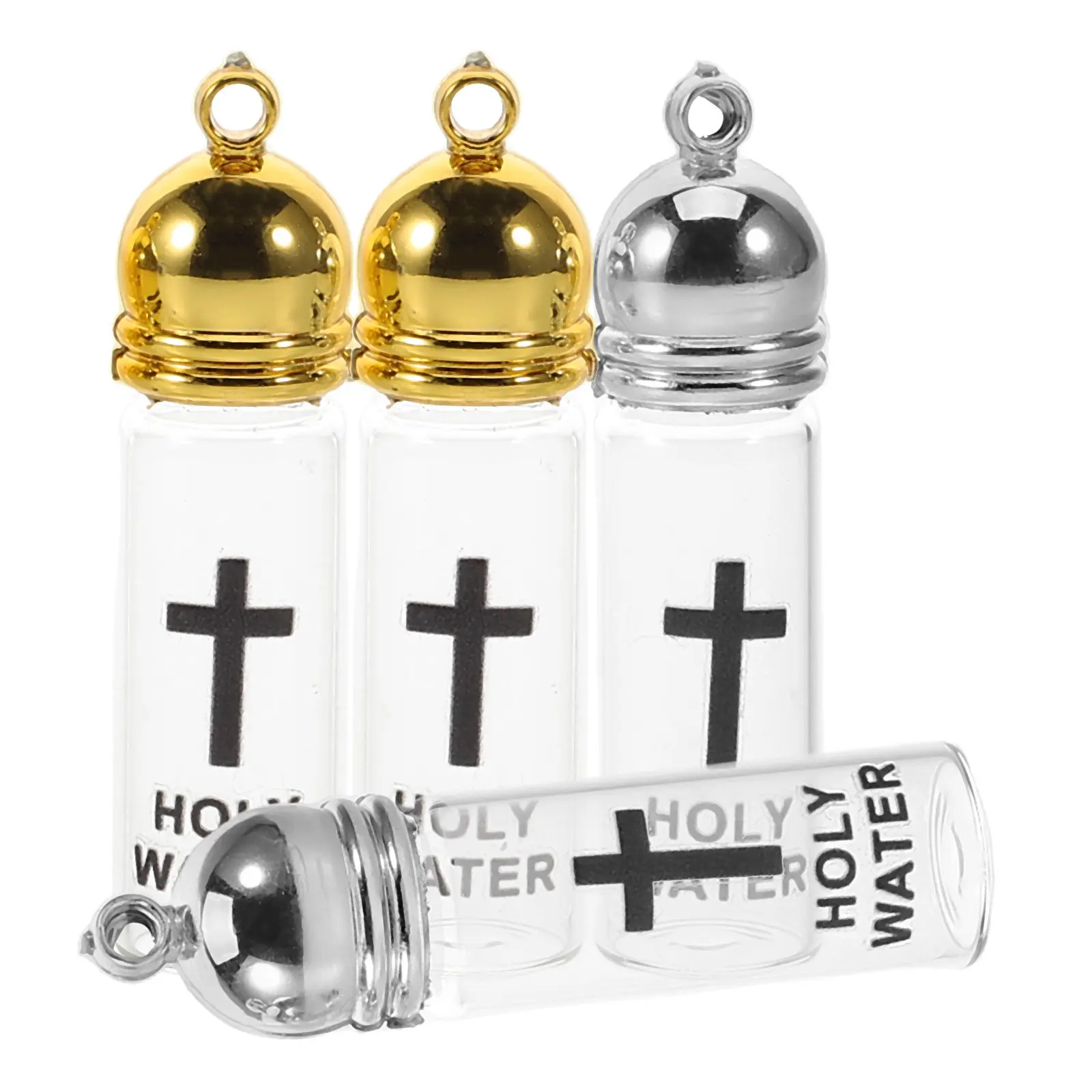 

4Pcs Elegant Glass Holy Water Bottles for Baptism Ceremony Empty Refillable Christian Religious Favor Set Church Decoration Mini