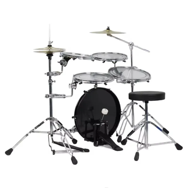 Outdoor 18 Inch Bass Drum Transparent Double Lays Oil Drum Head 5 Pcs Portable Drum Set For Practice