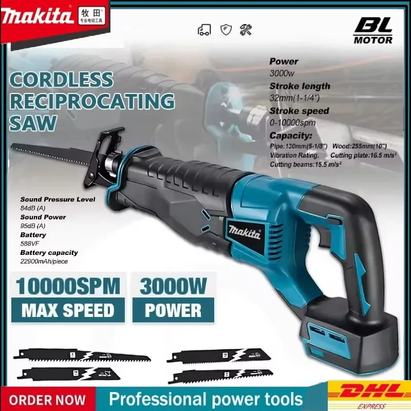 Makita Cordless Electric Reciprocating Saw Brushless Rechargeable Wood Metal Cutting Saw Portable Saw Power Tool for 18V