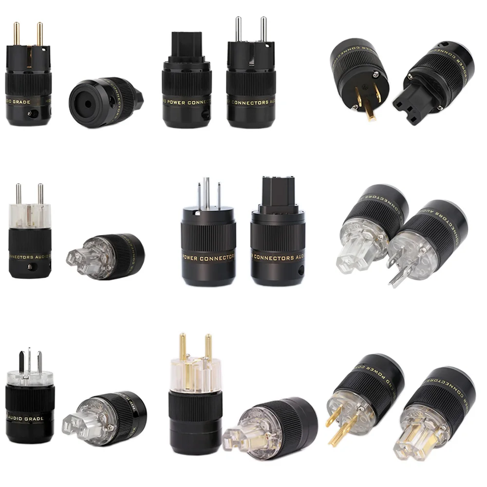 Gold/Rhodium Plated AU/US/EU Power Cord Plug Australian Power Connector Chinese Power Plug for DIY Power Cable