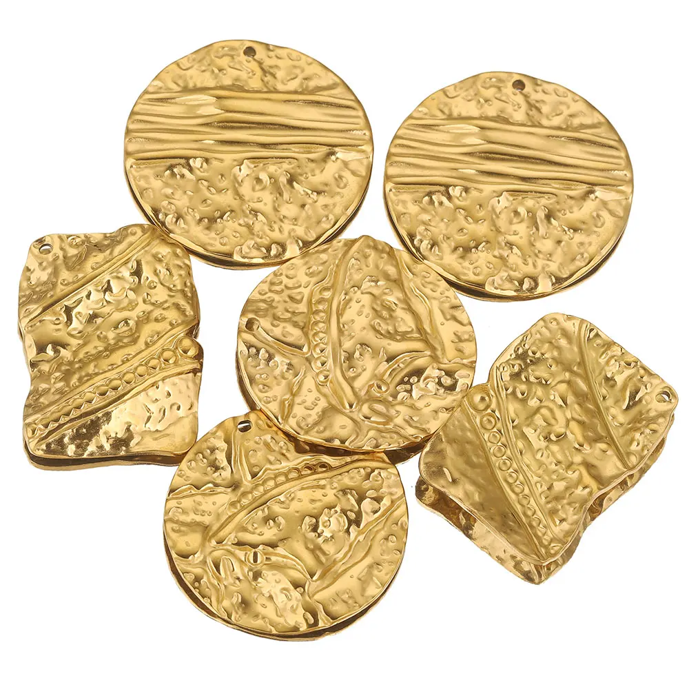 5pcs Stainless Steel Rectangle Embossed Charms for Jewelry Gold Plated Earrings Making Supplies Charm Connectors Diy Findings