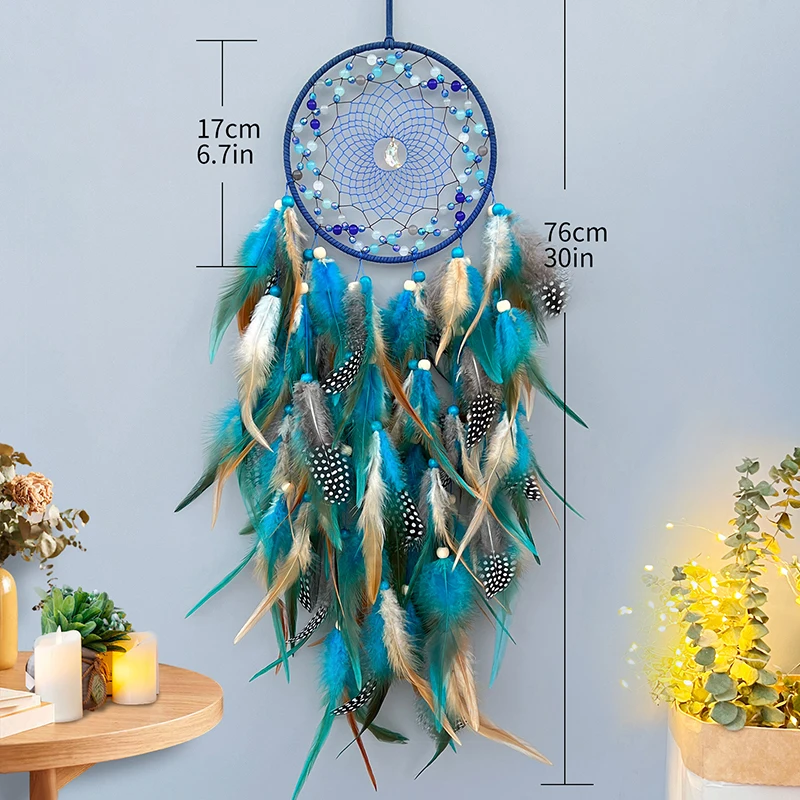 10 Colors Dream Catcher Hand-woven Colorful Feather Wind Chimes Living Room Bedroom Hanging Ornaments Festival Gifts Home Decor