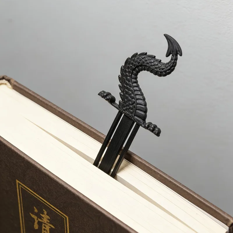 3D Printed Dragon Tail Sword Bookmarks Retro Dragon Scale Stereo Design Aesthetic Page Markers Reading Clips Stationery Gift