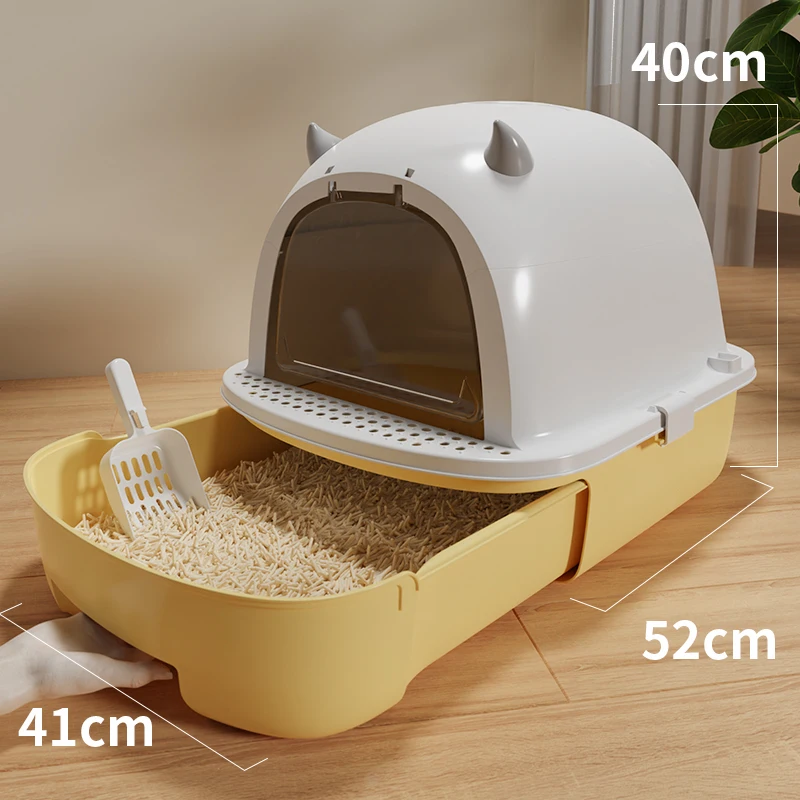 Transparent cat litter basin, fully enclosed drawer type cat toilet, odor proof, splashing cat litter, excrement basin