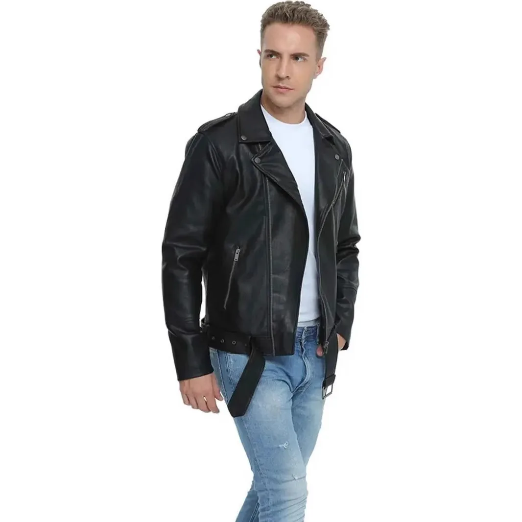 New foreign trade hot item European size motorcycle men\'s leather jacket Spring and Autumn men\'s coat leather jacket