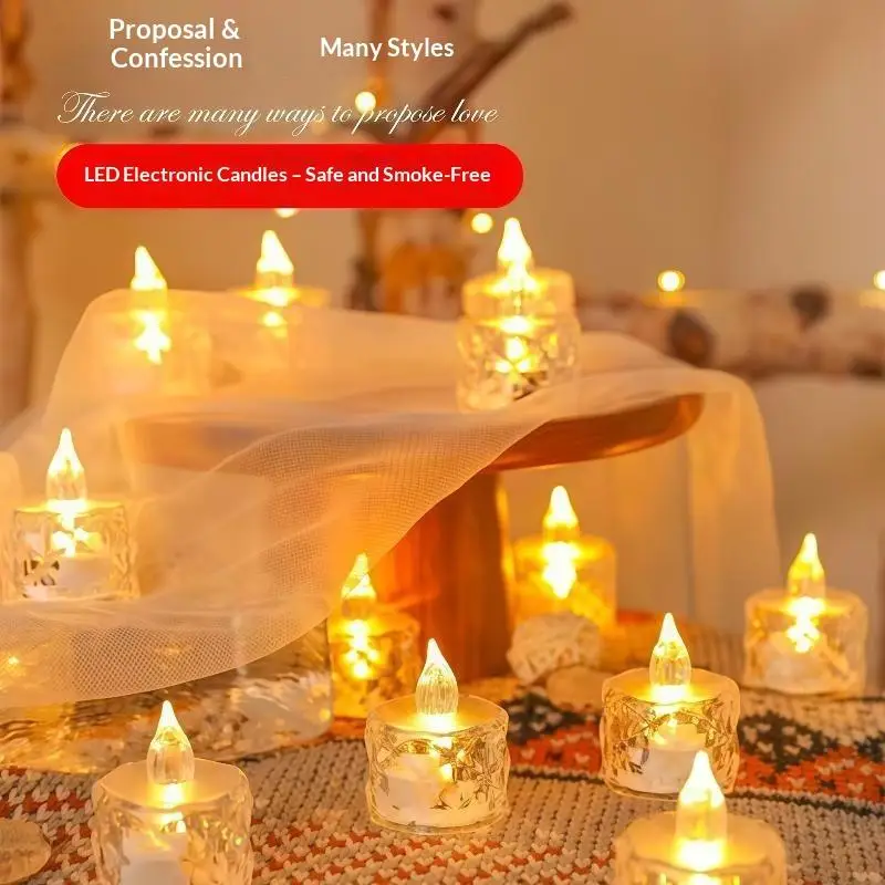 Battery Operated LED Flameless Candles Warm Flickering Light Smokeless Safe For Proposal Wedding Party Home Decor