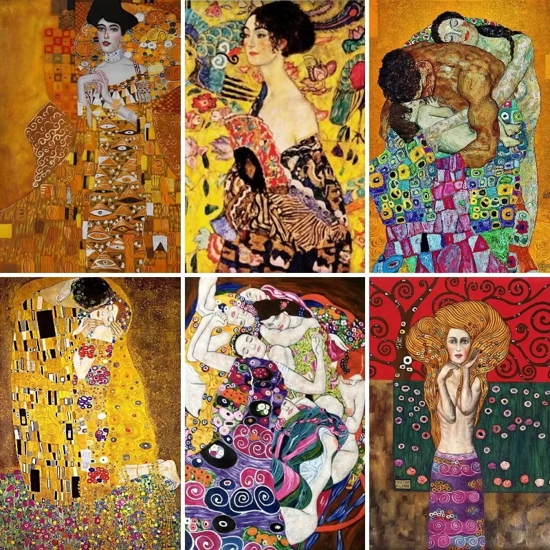 Klimt Paintings The Kiss Diamond Painting Kits for Adults and Kids,Full Round Drill Pictures for Relaxation and Home Wall Decor