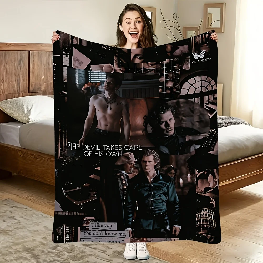 Customize 1pc Printed Flannel N-Niklaus M-Mikaelson All-Season Soft and Comfortable Blanket, Suitable for Sofa, Bed, or Wall Dec
