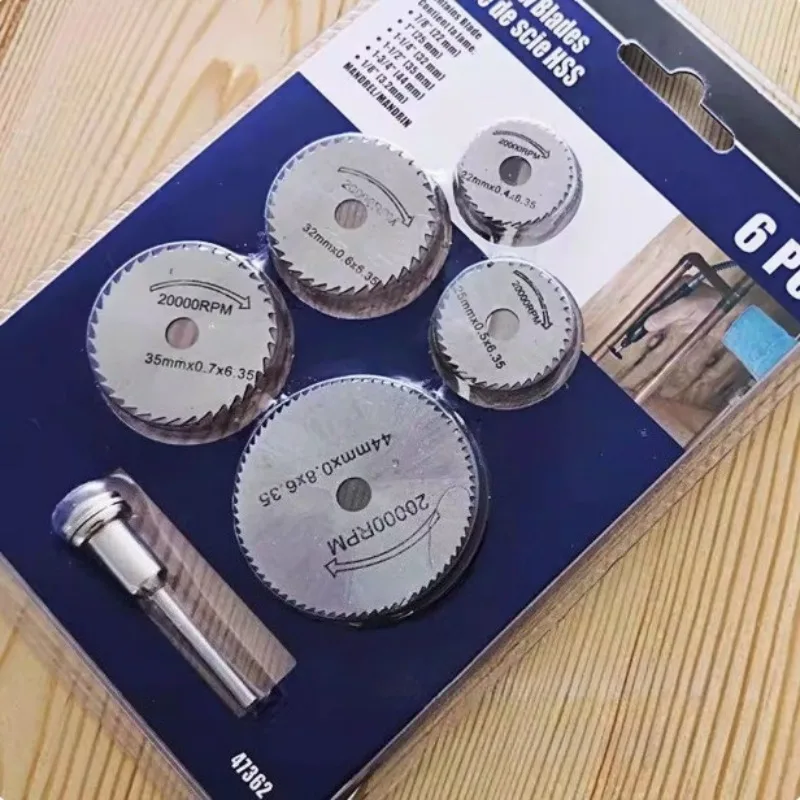 

6Pcs HSS Circular Saw Blade Rotary Tool for Metal Cutter Power Tool Set Wood Cutting Discs Drill Mandrel Cutoff