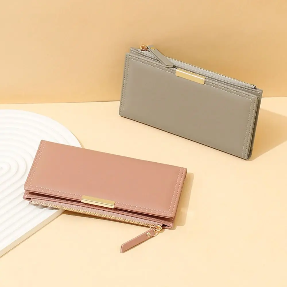 Koreanischen Stil Lange Geldbörse Ultra Dünne PU Leder Karte Halter Multi-slot Multi-funktion Falten Clutch Tasche Karte Lagerung tasche