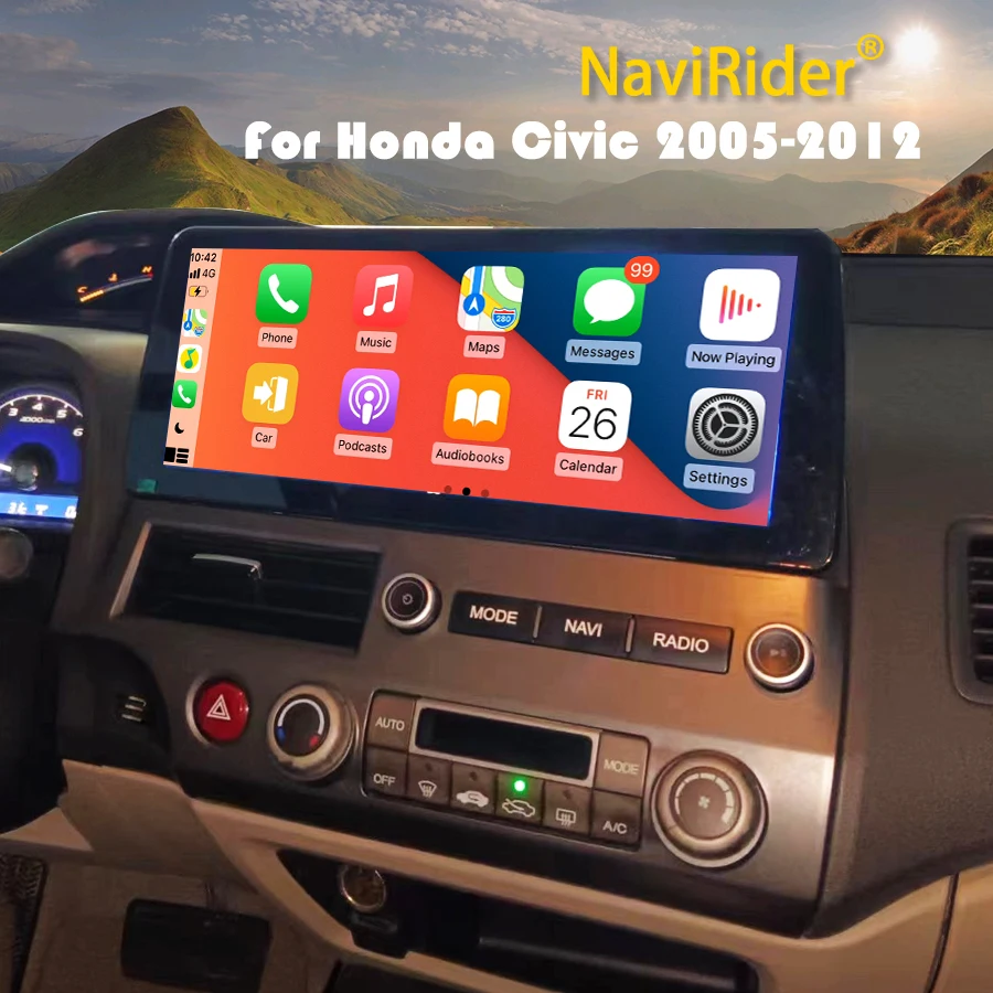 

4G Carplay Android Radio For Honda Civic 2005-2012 12.3Inch Car Radio Multimedia Video Player Navigation GPS Head Unit Stereo