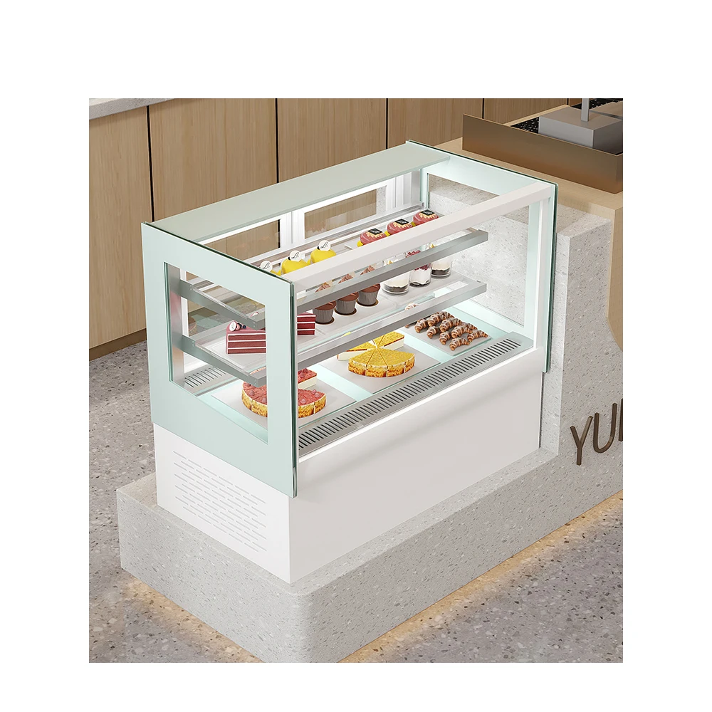 

Commercial cake display refrigerator marble curved glass bread pastry stand