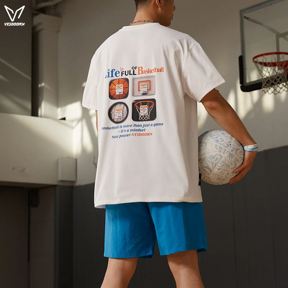 Life is full of basketball Print T-Shirt Men Streetwear Oversized Basketball Fan Gift Summer Top Loose Fit Sports Casual Tee
