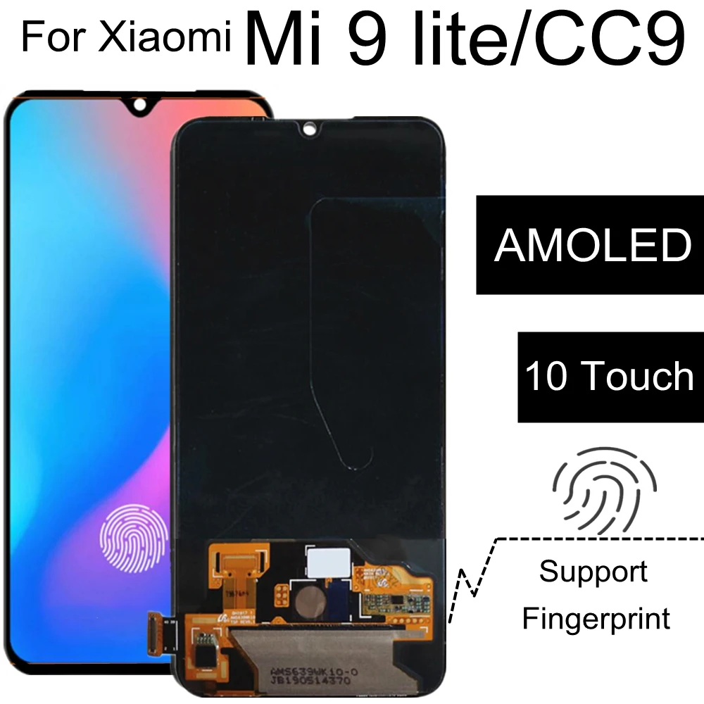 AMOLED For  XIAOMI Mi cc9  LCD Display MI 9 LITE Touch Screen Digitizer Assembly Replacement FOR XIAOMI MI9 LITE M1904F3BG LCD