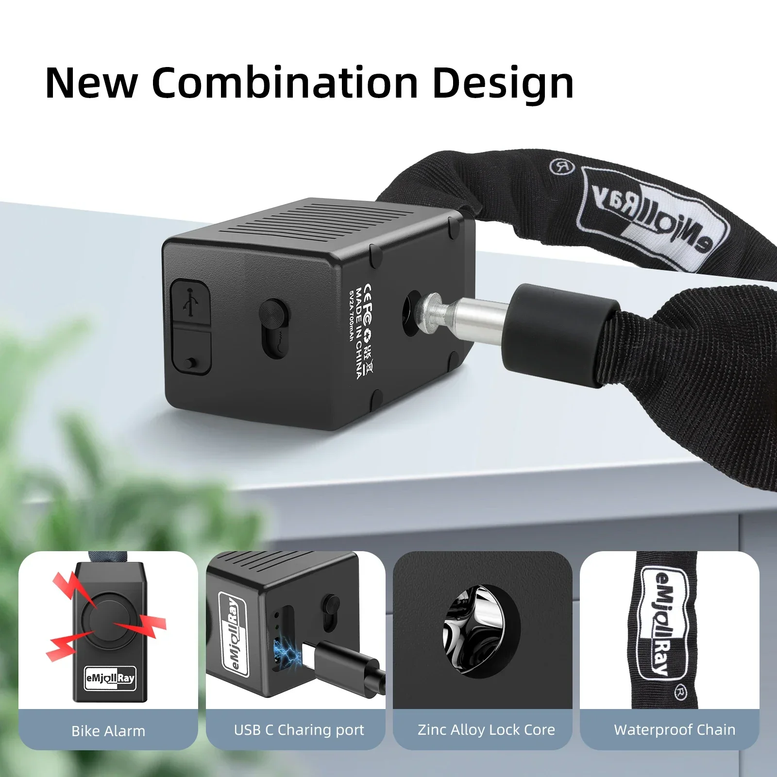 For Ninebot Max G30 G2 G3 for Dualtron Zero Electric Scooter Lock 110dB Waterproof Security Chain Lock with Remote Control Alarm