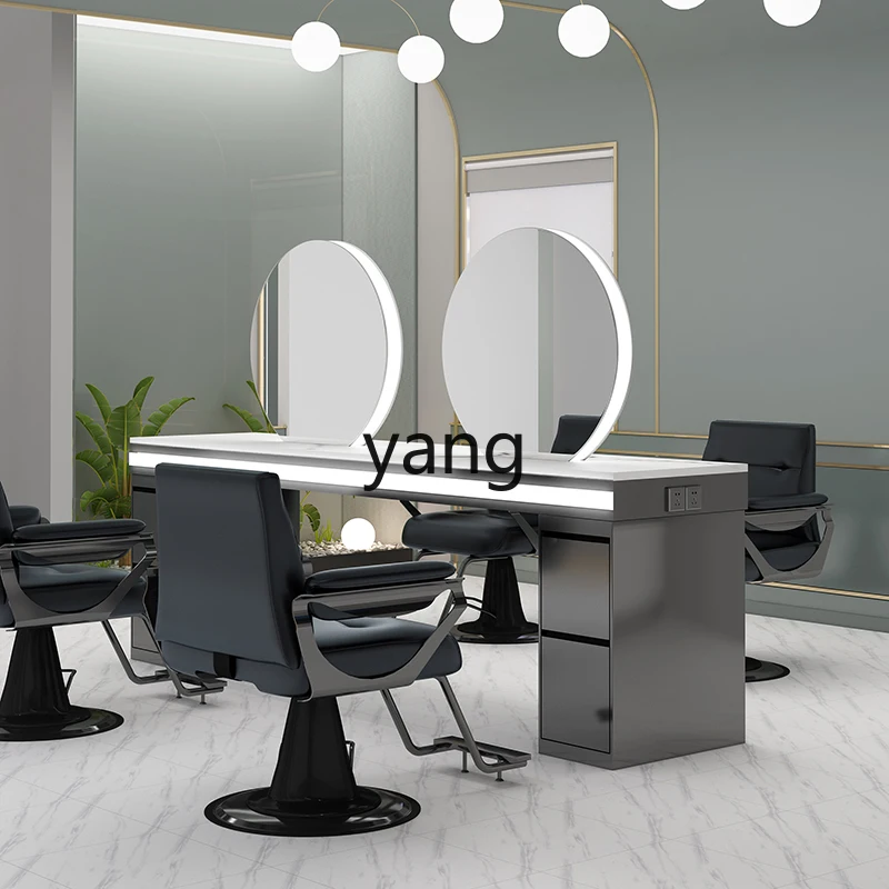 LZR perm and dye mirror table with light barber shop mirror table hair cutting mirror