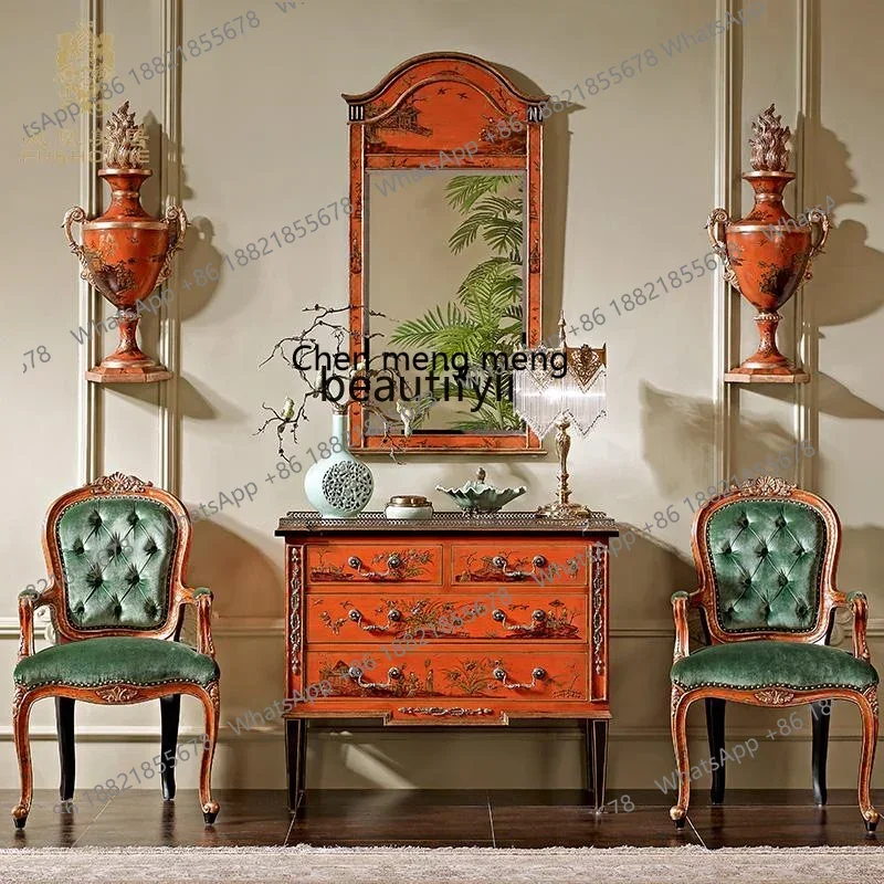 

ssE1001 solid wood painted chest cabinet living room home decoration storage entrance cabinet European handmade side cabinet