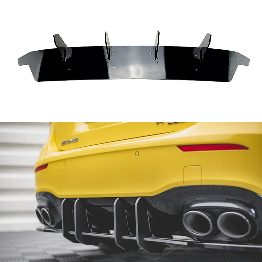 Rear Bumper Diffuser Shark Fin Canard Spoiler Trim Cover For Mercedes Benz W177 A Class A35 A45 AMG 2020 2021 Car Accessories