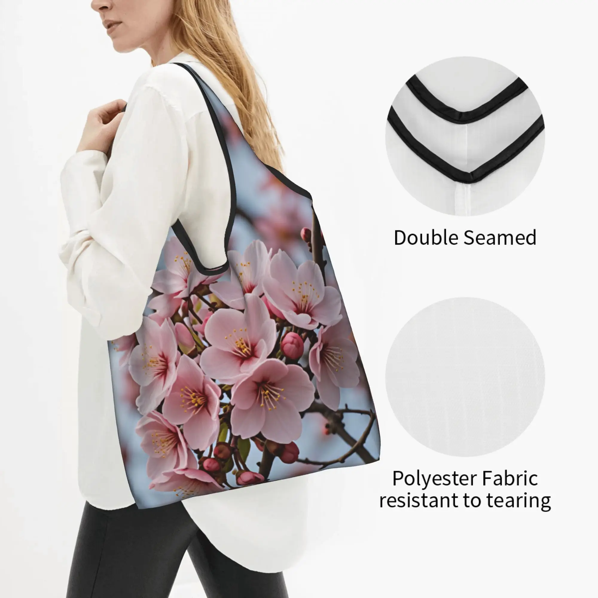 Recycling Fashion Trend 3D Flowers Shopping Bag Women Tote Bag Portable Luxury High 3D Floral Grocery Shopper Bags
