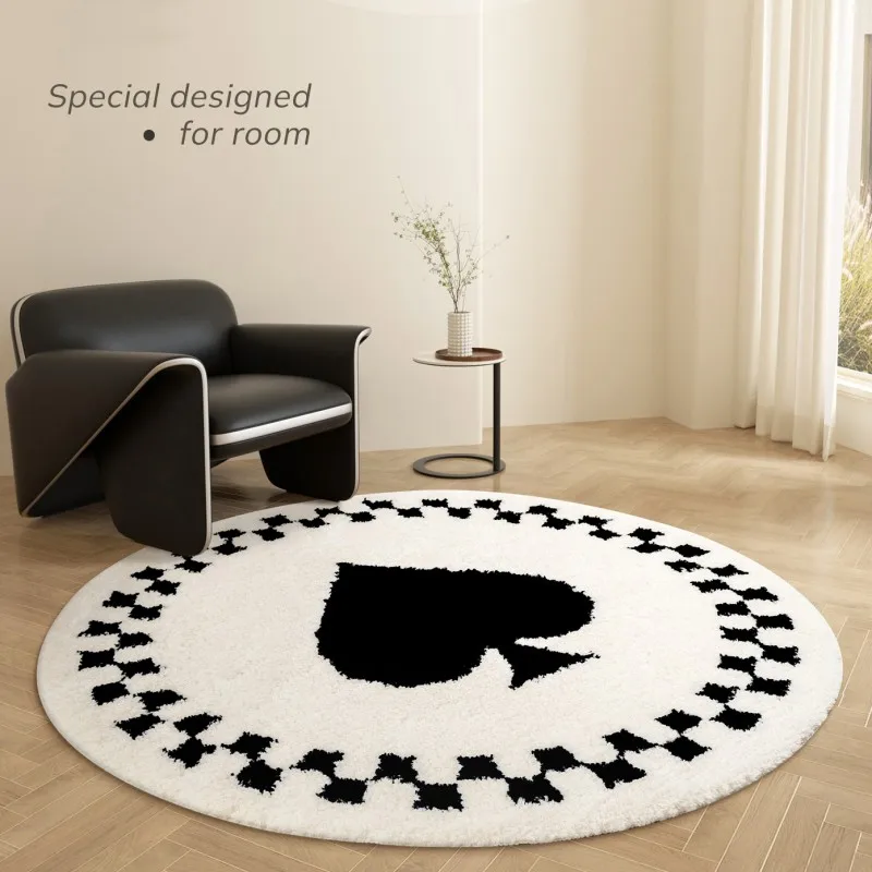 Modern Simple Art Floor Mat Fluffy Soft Rugs for Bedroom Thicken Round Lounge Rug Nordic Living Room Decoration Non-slip Carpet