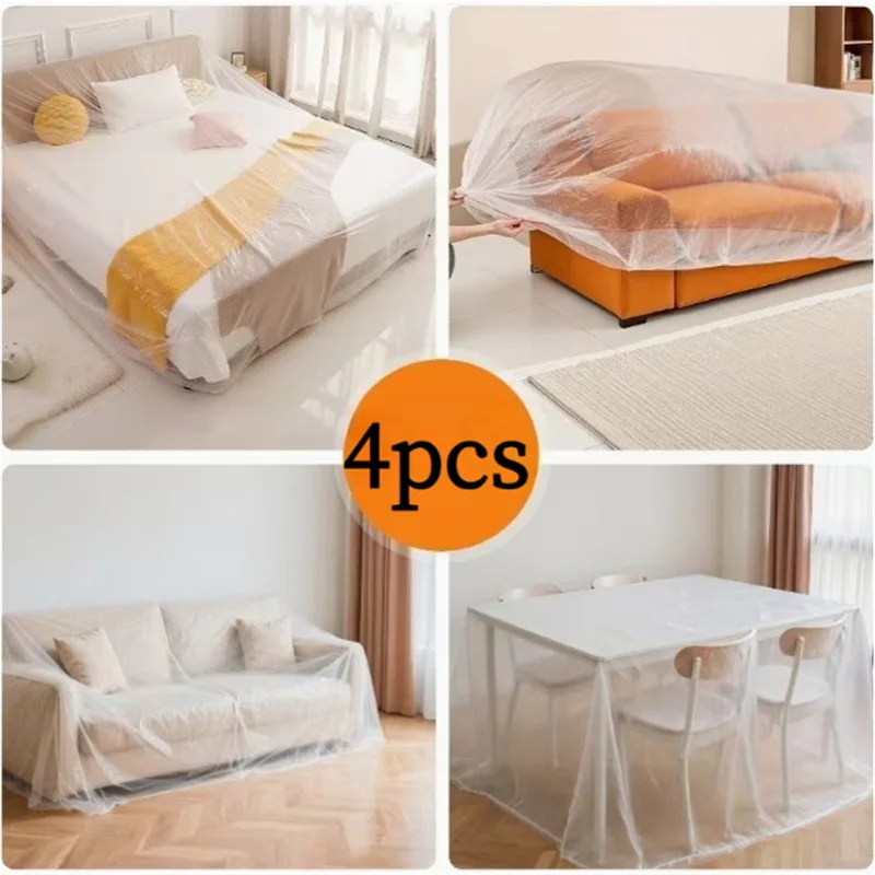 4pcs elastic drawstring PE furniture dust cover oversized multi‑Sofa bed purpose protective sleeve for home furniture appliances