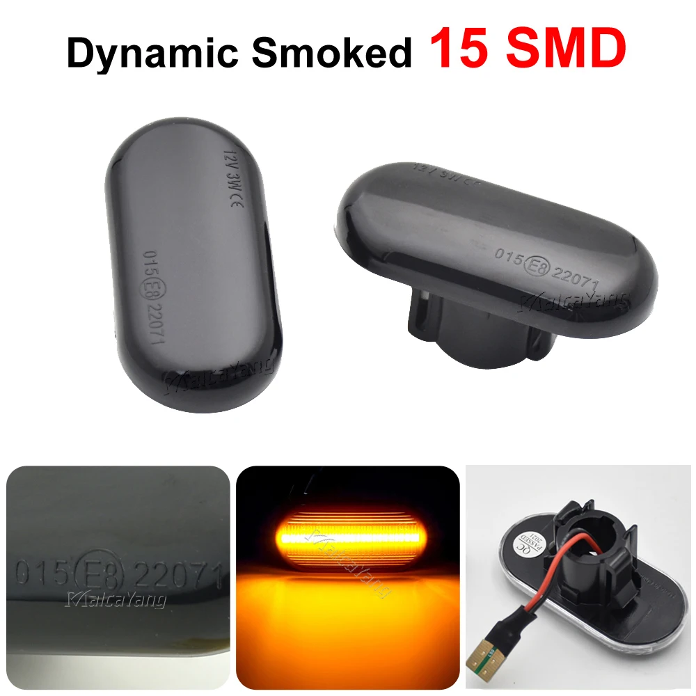 2X LED Dynamic Side Maker Turn Signal Light For Dacia Duster Dokker Lodgy Renault Megane Clio 1 KANGOO ESPACE Smart Fortwo 453