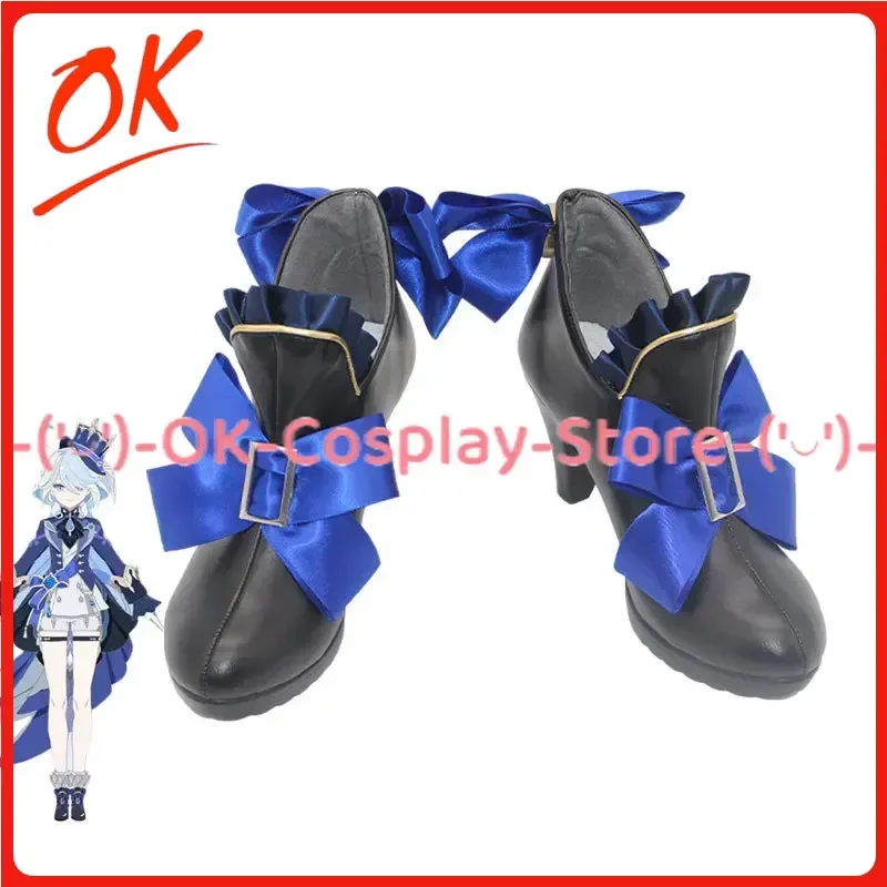 [Customized Size] Genshin Impact Furina Cosplay Shoes Game Roleplay Costume Prop Halloween Carnival Party Boots PU Leather