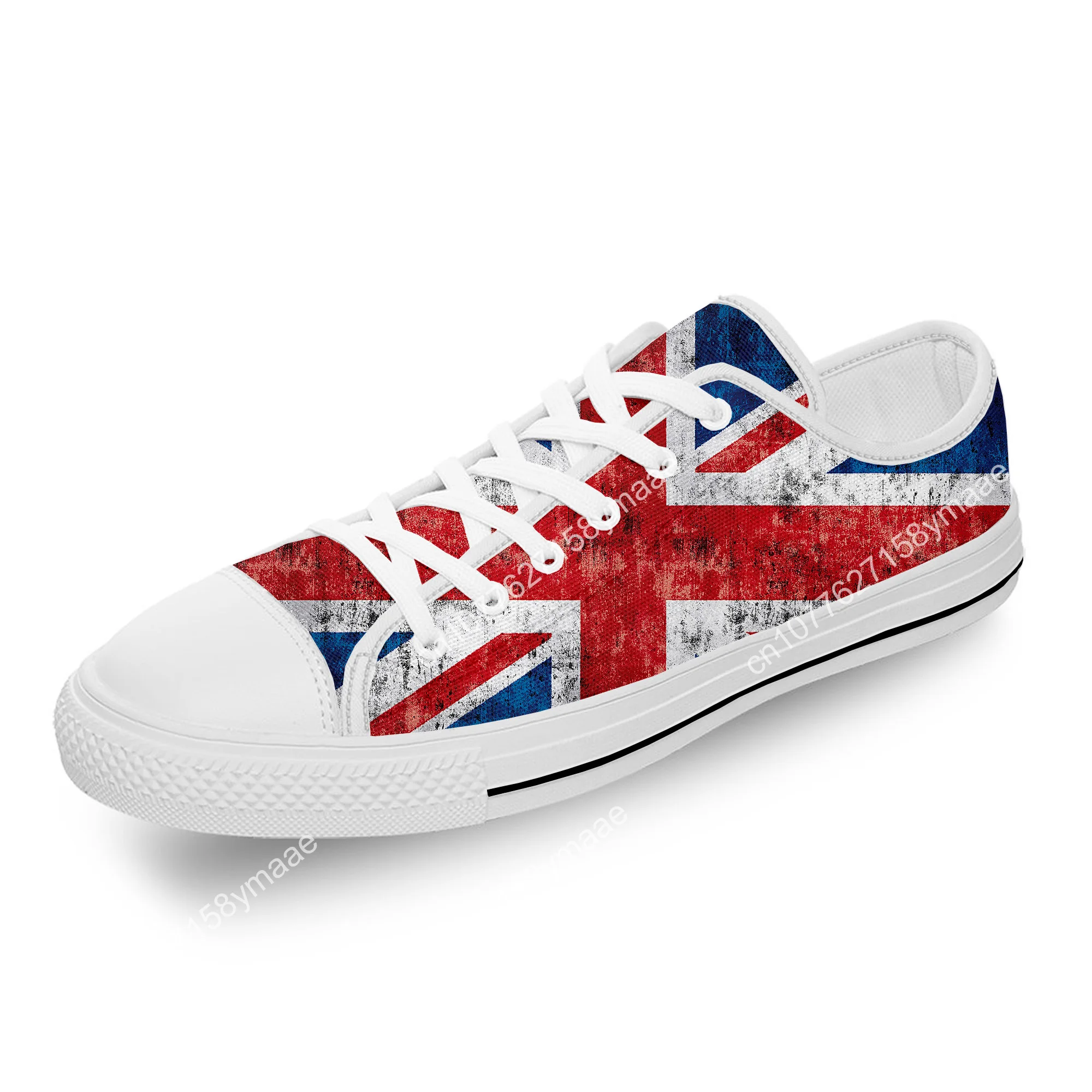 Britain British UK Flag Union Jack White Cloth Fashion 3D Print Low Top Canvas Shoes Men Women Lightweight Breathable Sneakers