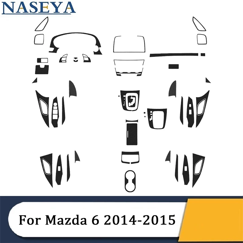 

Carbon Fiber Various Parts Black Stickers Interior Decorative For Mazda 6 2014 2015 With Automatic Transmission Car Accessories