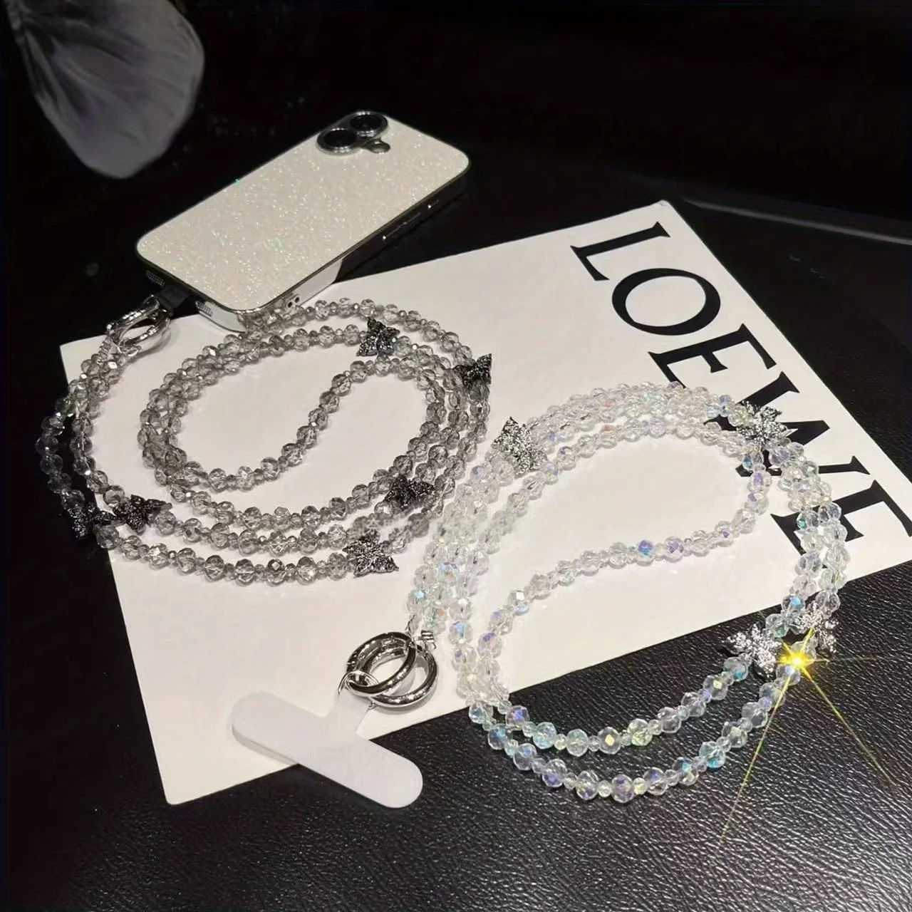 

[Sll] Butterfly crystal mobile phone chain Crossbody can carry long chain exquisite good-looking strap hanging chain handmade