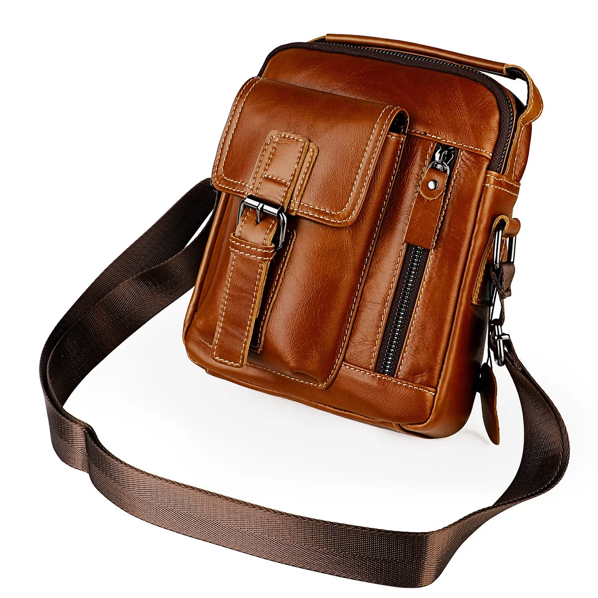 

Oilwax Genuine Leather Shoulder Bag for Man Small Real Cow Leather Handbag Male 2025 New Boy's Crossbody Bag